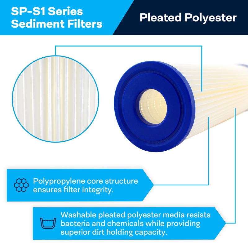 SpiroPure SP-S1 10x2.5 20 Micron Pleated Polyester Sediment Water Filter Cartridge S1 155001-43 S1A (Case of 24) - Image 2